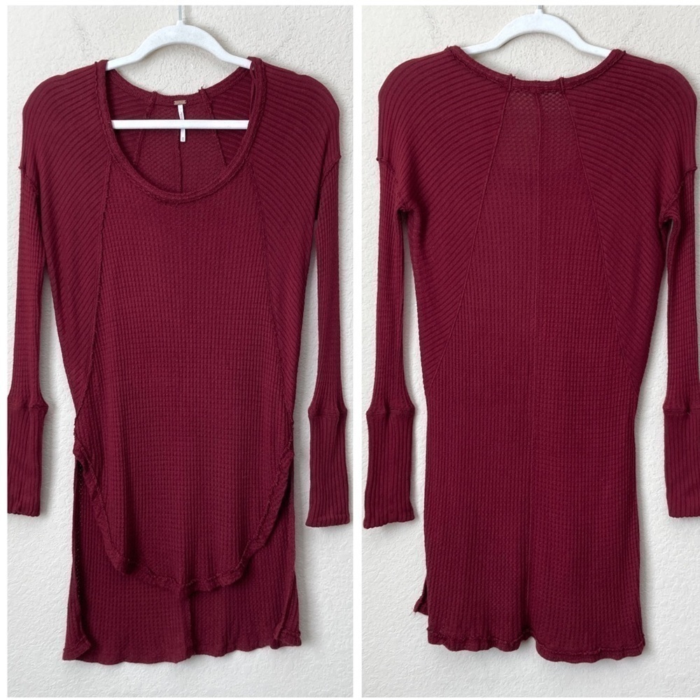 Free People Ventura Slouchy Thermal Waffle Knit Oversized Tunic Top